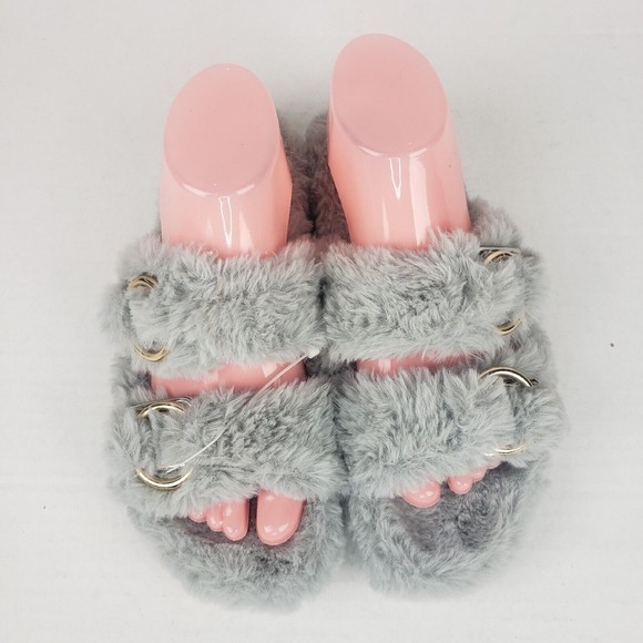 J/Slides Urban Sport Womens Slippers BABEE Gray Faux Fur Slide  Size 8 M - Picture 6 of 10